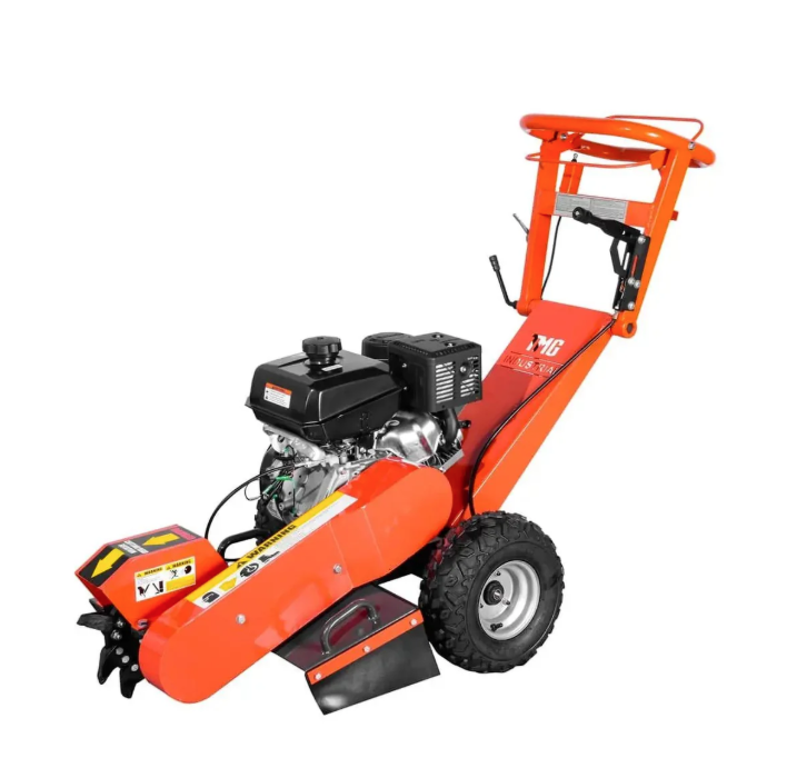 How a Walk-Behind Stump Grinder Chips a Tree Stump Away Below Ground